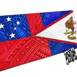 Samoa + American Samoa Art Mixed Tribal Flag Artwork on Canvas