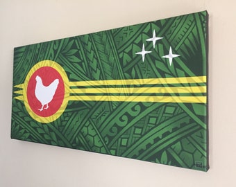 Manua Samoa Design Tribal Art Flag on Canvas Artwork