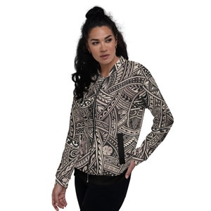 Shades of Brown Polynesian Pasefika Tribal Bomber Jacket