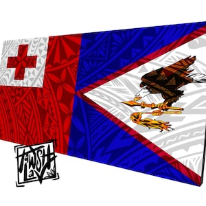 Tonga American Samoa Mixed Tribal Flag Canvas Artwork