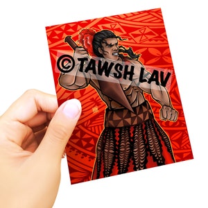 Tongan Warrior Kailao Kupesi Rectangle Sticker Polynesian Art