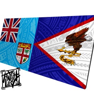 Fiji American Samoa Masi Tatau Design Fijian Samoan Art Flag Artwork on Canvas