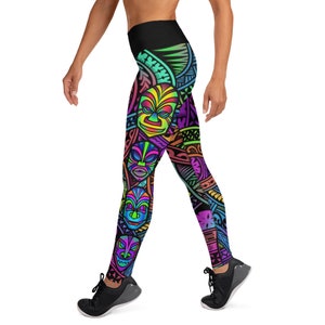 Workout Tiki Colorful Jungle Polynesian Leggings for Women Leggings