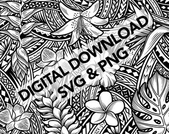 Commercial Use Flowers Polynesian Art Intricate Tropical Flower Tatau Motifs Digital Download