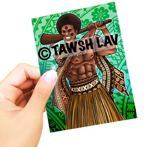 Fijian Warrior Pacific Islander Melanesian Art Sticker