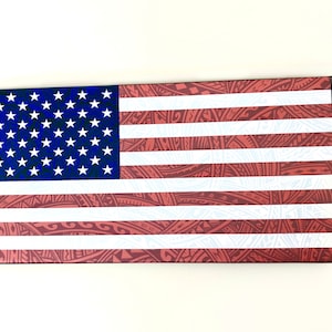 United States USA Flag Art with Samoan Tribal