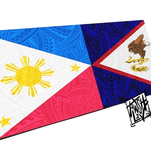 Filipino American Samoa Flag Tribal Art on Canvas