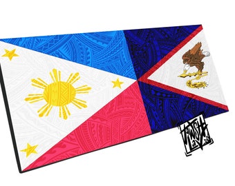 Filipino American Samoa Flag Tribal Art on Canvas