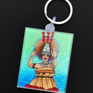Samoan Taupou Art Teine Samoa Design Keychain