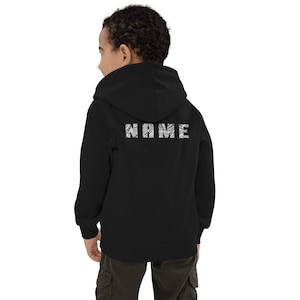 Kids Black Plain Hoodie with Personalized Name on Back