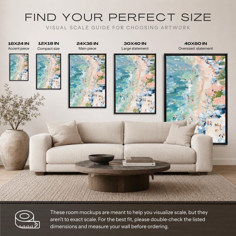 Coastal Abstract Canvas Wall Art Print | Beach House Decor, Framed ...