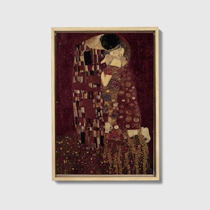 Impression sur toile bordeaux encadrée | Le baiser inspiré de Klimt, décor Dark Academia image 14