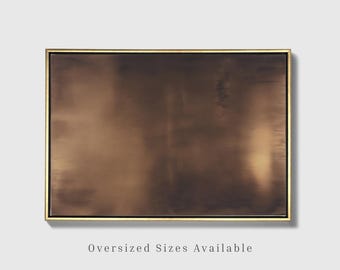 Oversized Bronze Abstract Canvas Print | Moody Dark Copper Wall Art, Minimalist Painting