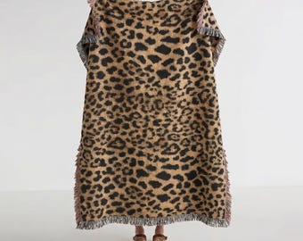 Cheetah Print Woven Blanket | Animal Print Throw, Neutral Decor