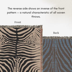 Abstract Zebra Stripe Woven Blanket | Cotton Throw, Fringed Edges, Animal Print Decor image 6