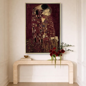 Impression sur toile bordeaux encadrée | Le baiser inspiré de Klimt, décor Dark Academia image 8