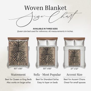 Abstract Zebra Stripe Woven Blanket | Cotton Throw, Fringed Edges, Animal Print Decor image 3