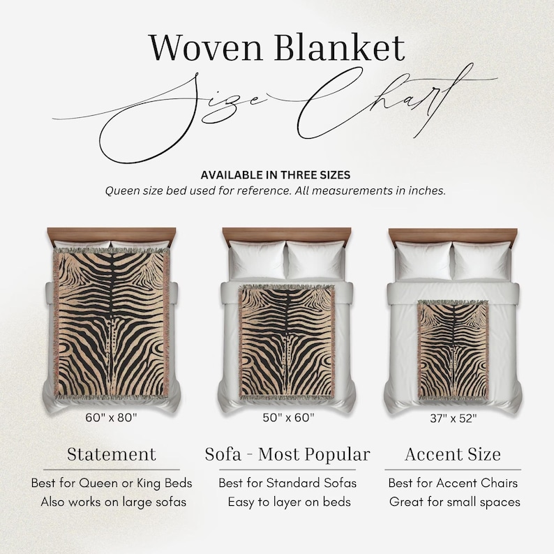 Abstract Zebra Stripe Woven Blanket | Cotton Throw, Fringed Edges, Animal Print Decor image 3