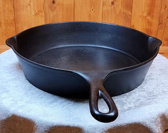 Sartén de hierro fundido Piqua Stove & Range Co., utensilios de cocina rústicos renovados para el campo