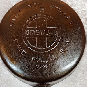 Griswold #5 Cast Iron Skillet Large Block Logo Vintage Fry Pan Restored & Seasoned Collectible Cookware Refurbished