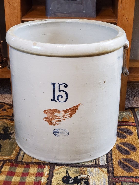 Vintage Red Wing 15 Gallon Crock With 6 Wing and Handles Etsy