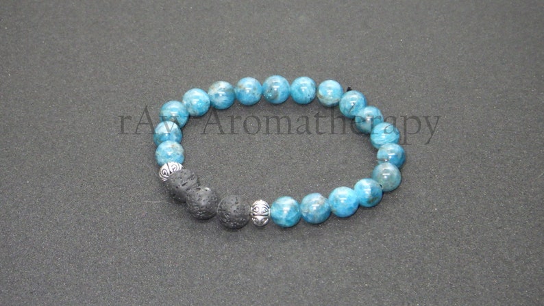 or Optional Aromatherapy Diffuser Bracelet Apatite 8mm All Gemstone Healing Bracelet