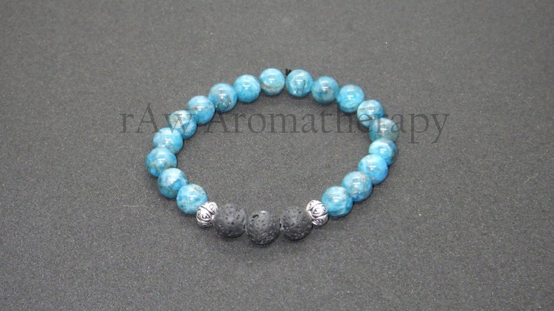 or Optional Aromatherapy Diffuser Bracelet Apatite 8mm All Gemstone Healing Bracelet