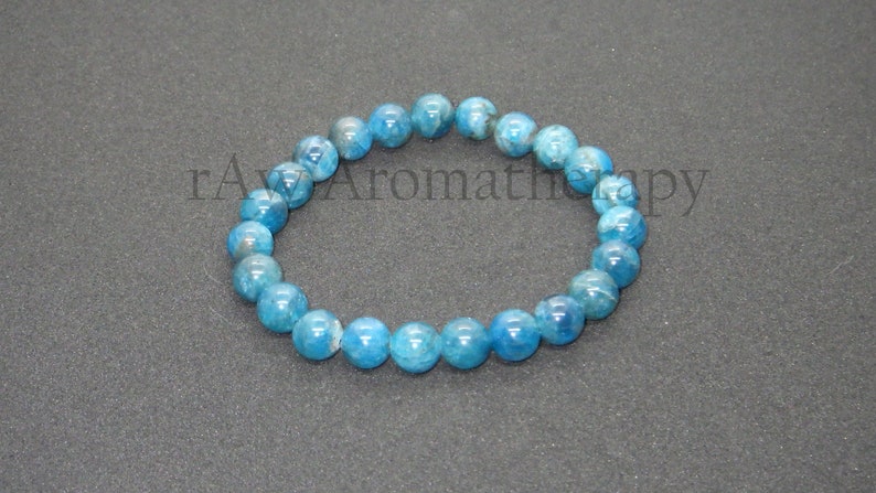 or Optional Aromatherapy Diffuser Bracelet Apatite 8mm All Gemstone Healing Bracelet