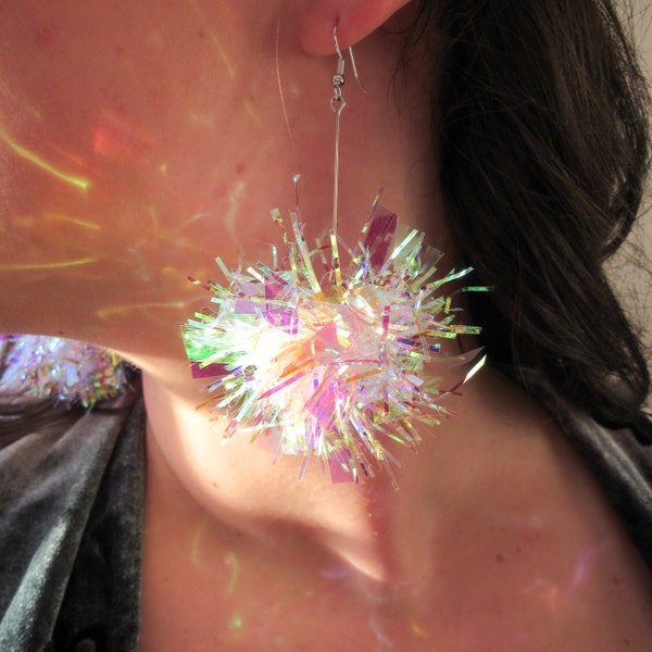 Iridescent Tinsel Earrings