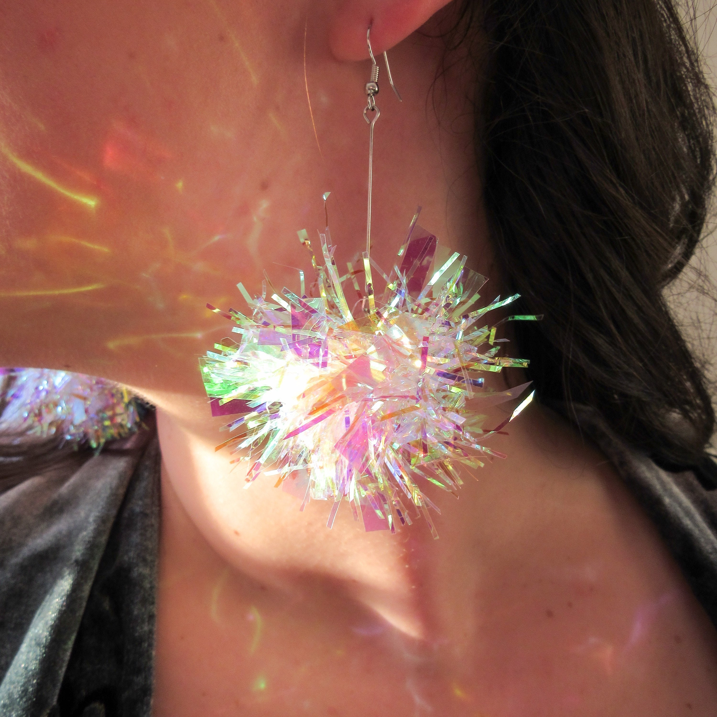Iridescent Tinsel Earrings — Catelyn Kelsey Designs