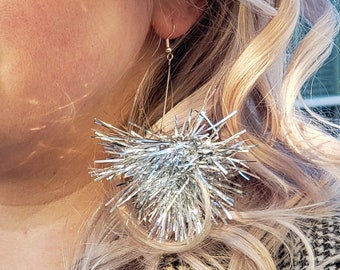 Silver Tinsel Earrings