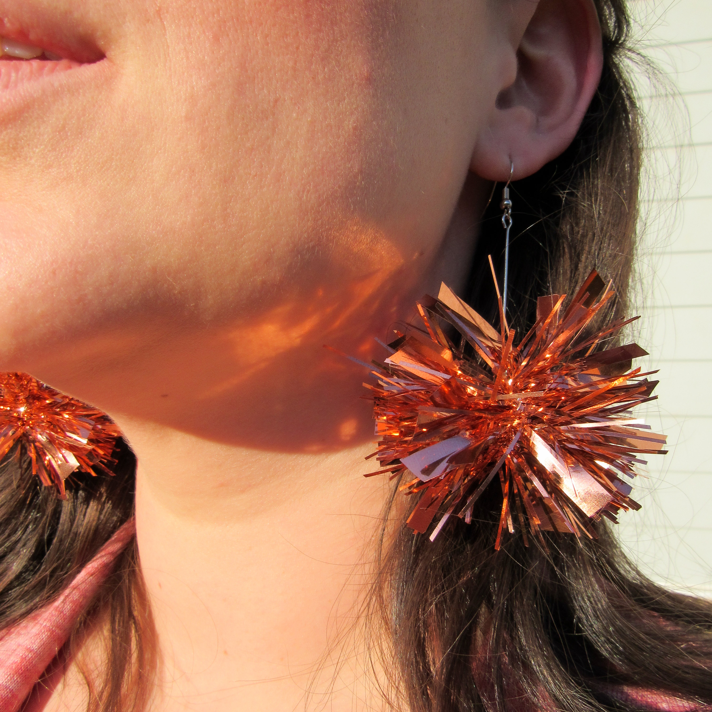 Rose Gold Tinsel Earrings — Catelyn Kelsey Designs