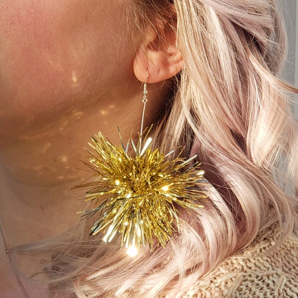 Gold Tinsel Earrings