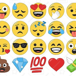 Emoji Clipart Vector Pack, Smiley Faces Clipart, Hand Drawn Emoji Clipart, Printable Emoji, Emoji Vectors, Emoji Stickers, SVG, PNG file