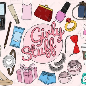 Girly Stuff Clipart Vector Pack, Girly Things, Girly Clipart, Makeup Clipart, Pretty Things, Planner Girl, Girly Sticker, SVG, PNG file