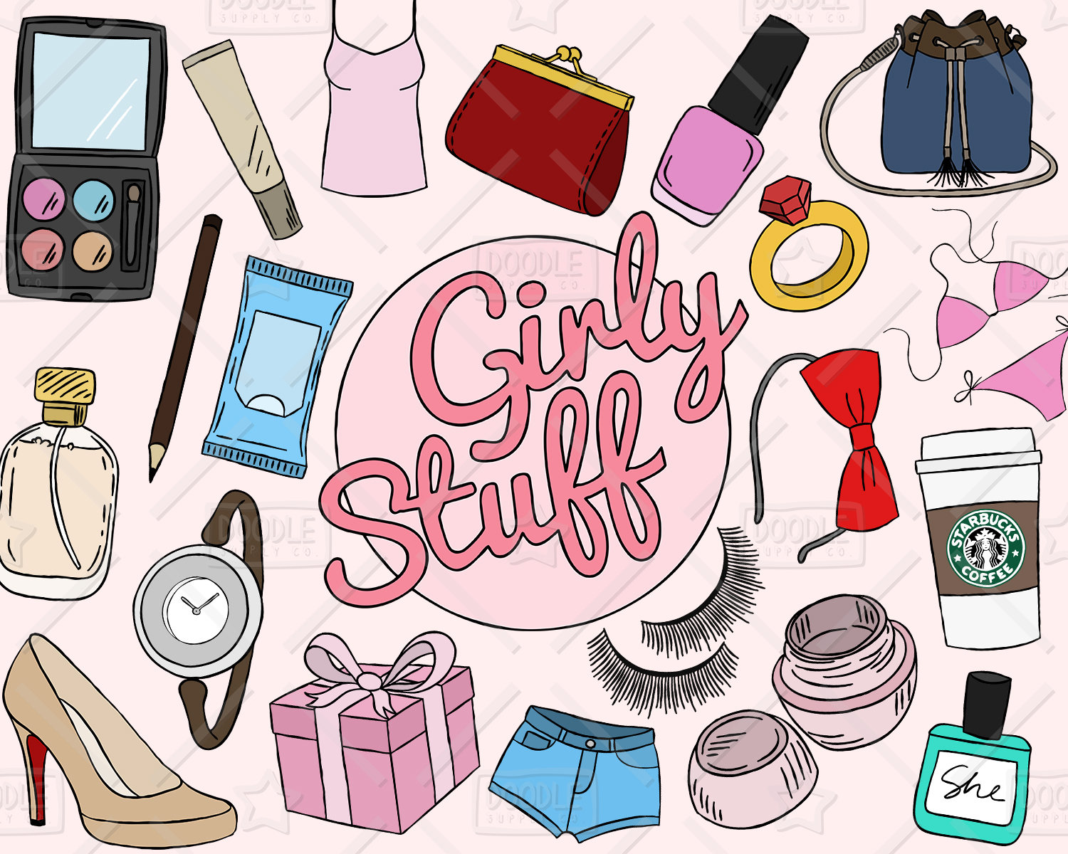 Girly Stuff Clipart Vector Pack, Girly Things, Girly Clipart, Makeup  Clipart, Pretty Things, Planner Girl, Girly Sticker, SVG, PNG file