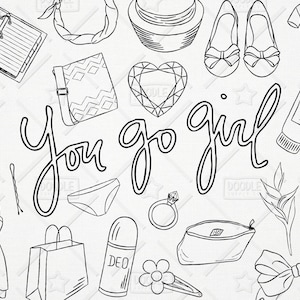 Doodle Girly Stuff Vector Pack, Girly Things, Girly Clipart, Makeup Clipart, Pretty Things, Planner Girl, Girly Sticker, SVG, PNG file