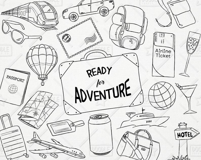 Download Doodle Travel Vector Pack Design Resource Travel Stickers Travel Doodles Hand Drawn Clipart Svg Png File Vacation Clipart Clip Art Art Collectibles Kromasol Com