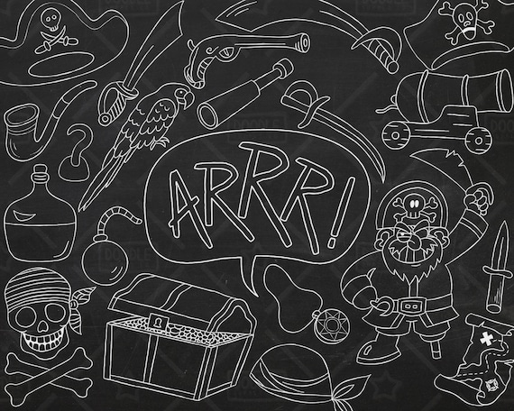 Chalkboard Pirate Vector Pack Pirate Party Decorations Etsy