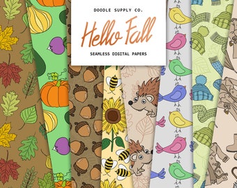 Fall Digital Paper Pack, Seamless Pattern, Autumn Texture, Fall Patterns, Autumn Pattern, Fall Invitation, Scrapbooking Paper Pack