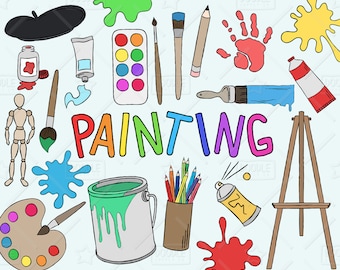 Painting Clipart Vector Pack, Art Clipart, Hobby Clipart, Painter Clipart, Art Class Clipart, Painting Tools,Art Class Graphics,SVG,PNG file