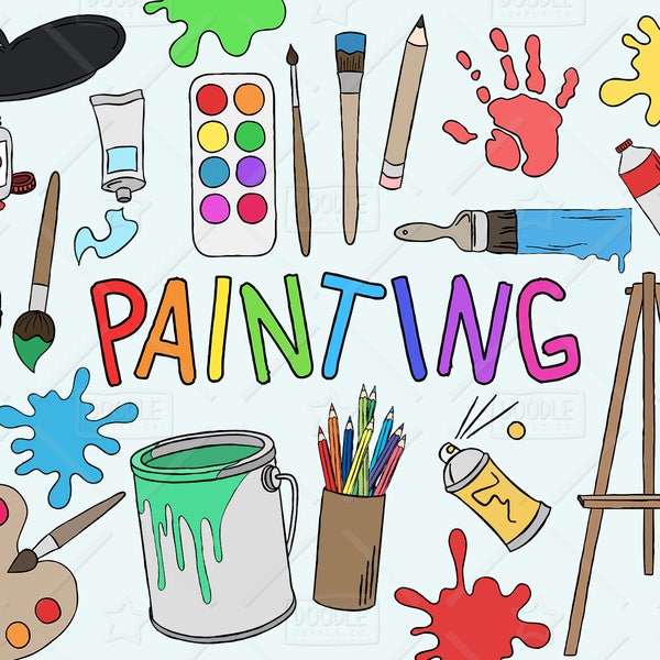 Painting Clipart Vector Pack, Art Clipart, Hobby Clipart, Painter Clipart, Art Class Clipart, Painting Tools,Art Class Graphics,SVG,PNG file