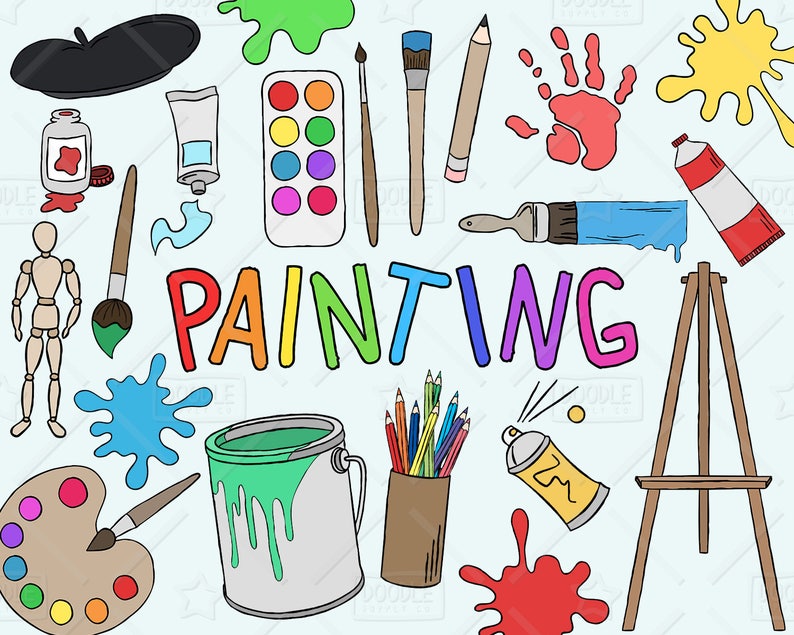 Painting Clipart Vector Pack, Art Clipart, Hobby Clipart, Painter Clipart, Art Class Clipart, Painting Tools,Art Class Graphics,SVG,PNG file image 1