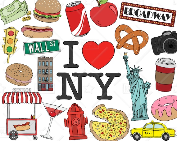 New York Clipart Vektor Pack Touristische Clipart Urlaub Etsy