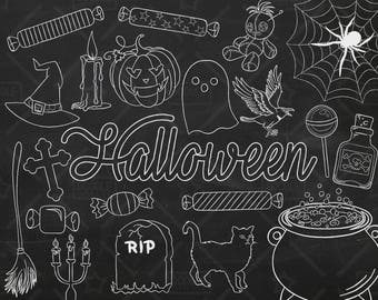 Chalkboard Halloween Vector Pack, Halloween Doodles, Spider Clipart, Pumpkin Clipart, Halloween Graphics, Halloween Stickers, SVG, PNG file