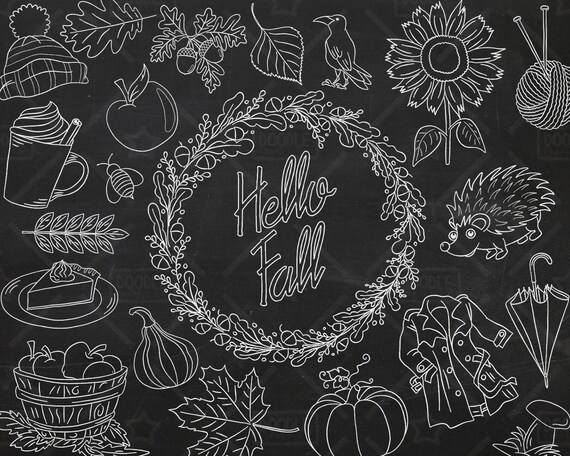 chalkboard hello fall vector
