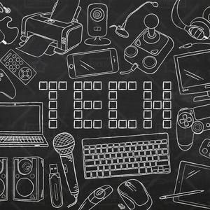 Tafel-Technologie-Vektor-Pack, Tech Clipart, Elektronik Clipart, elektronische Gadget Clipart, Computer-Aufkleber-Clipart, SVG, PNG-Datei