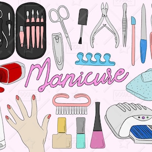 Manicure Clipart Vector Pack, Manicure Doodles, Beauty Clipart, Nail Art Clipart, Manicure Graphics, Manicure Stickers, SVG, PNG file