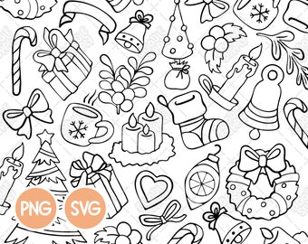 Christmas Vector Cliparts, Christmas Illustrations, Christmas Svg, Christmas Doodles, Vector Doodles, Vector Graphics, Svg Cutfile