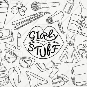 Doodle Girly Stuff Vector Pack, Girly Things, Girly Clipart, Makeup Clipart, Pretty Things, Planner Girl, Girly Sticker, SVG, PNG file